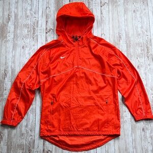 Nike Mens 1/4 Zip Running Training Jacket sz Small Orange Reflective Vented Mesh